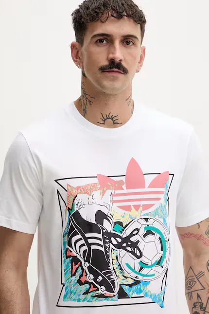 Футболка с принтом Anime Adidas Originals, бежевый — фото 4