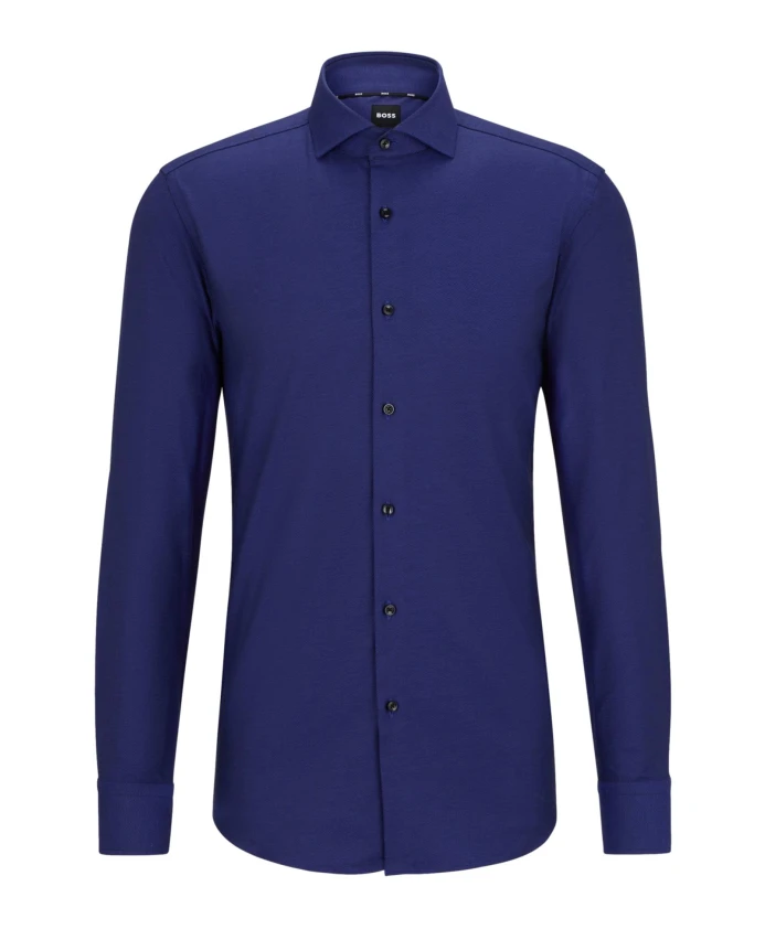

Приталенная рубашка из хлопкового твила, синяя. Hugo, синий