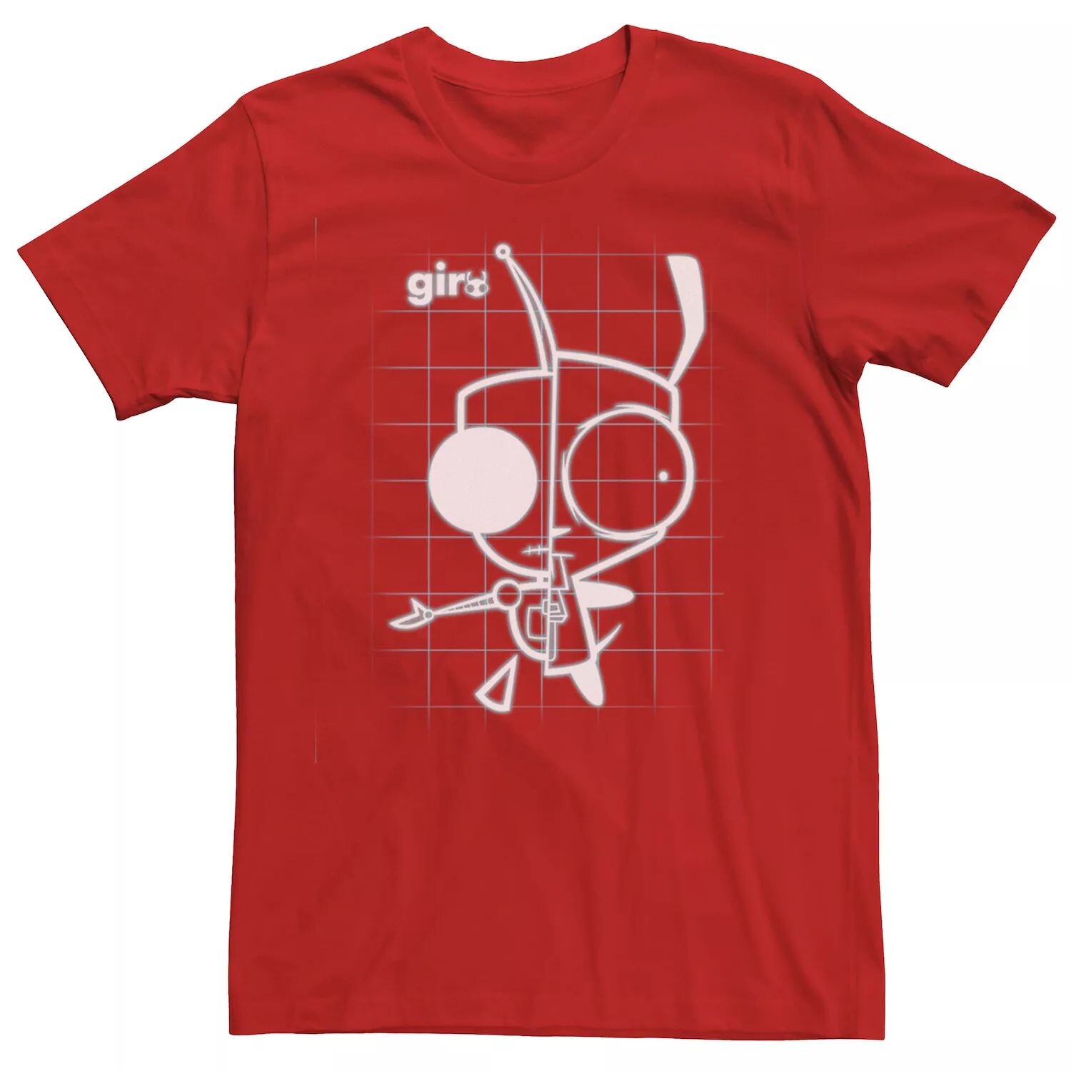 

Мужская футболка Invader Zim Gir Schematic, Красная Licensed Character, красный