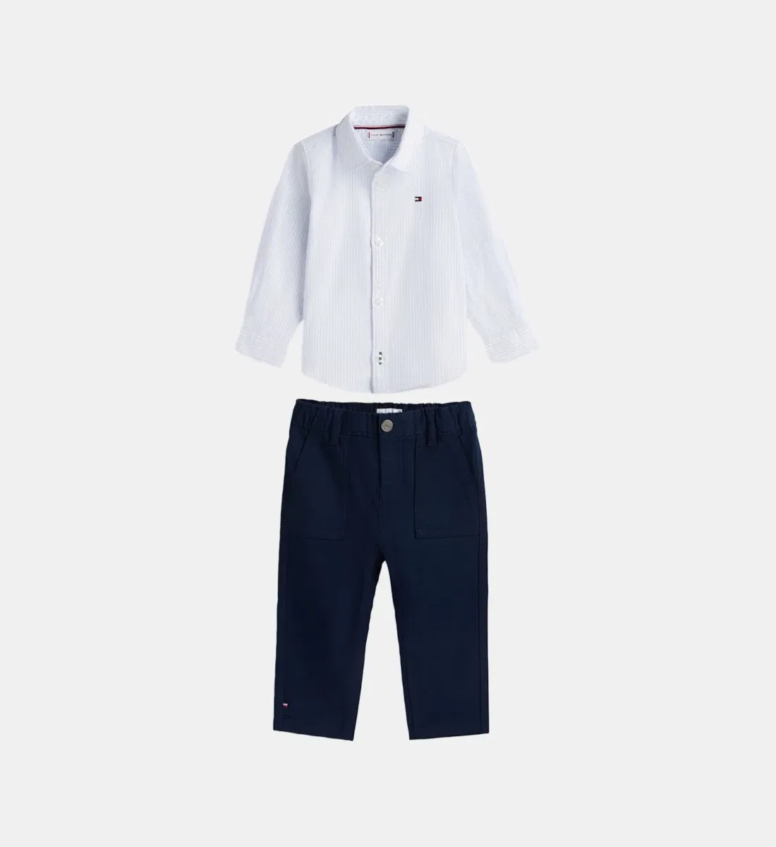 Комплект из рубашки и брюк из хлопка в полоску Tommy Hilfiger, синий