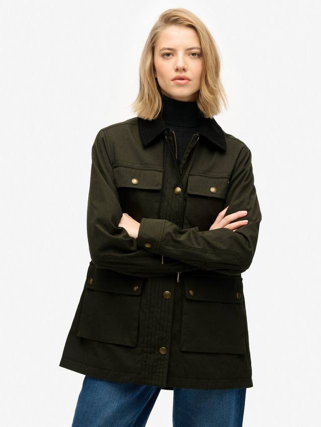Тонкая вощёная курка Slim Fit Superdry, Olive Green — фото 4