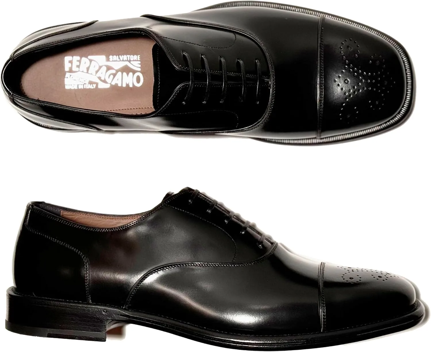 Мужские черные броги с кожаным верхом и закрытым носком Ferragamo Maxime (Salvatore), черный