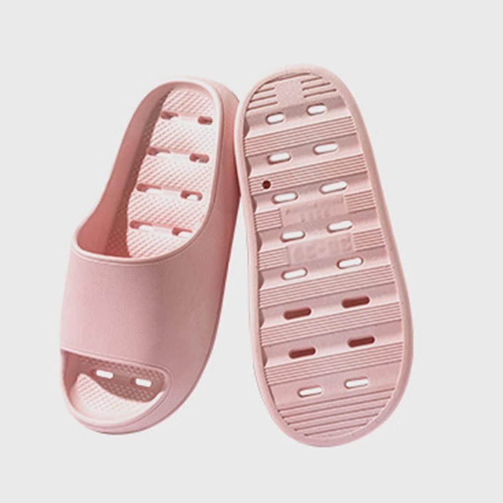 

Женские/мужские нескользящие легкие плоские сандалии-шлепанцы для душа, ванные тапочки, нескользящая мягкая подошва, универсальные домашние сандалии для дома и пар Hsqma, розовый