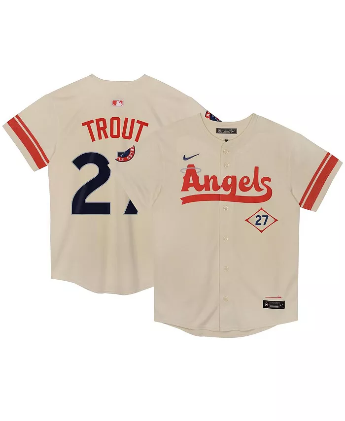 

Детская бейсбольная майка Los Angeles Angels City Connect Limited с именем Mike Trout, кремовая Nike
