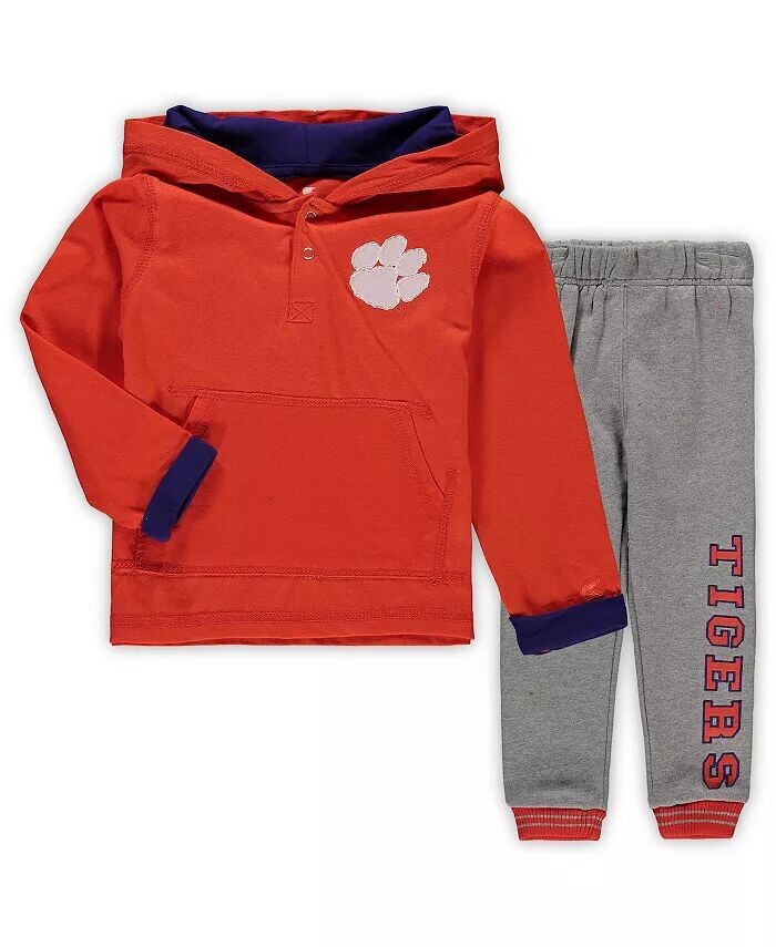 

Комплект с капюшоном и спортивными штанами Clemson Tigers Poppies для мальчиков оранжевого и серого цвета для малышей Colosseum