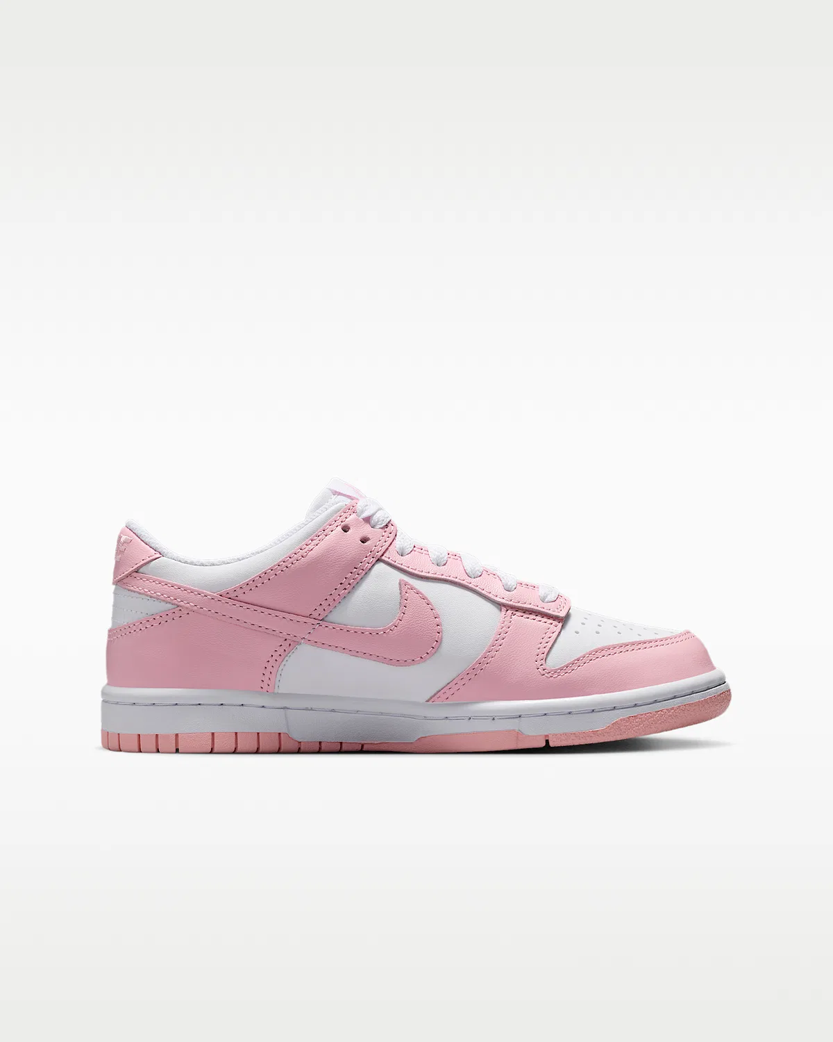 Кроссовки Nike Dunk Low для детей, White/White/White/Medium Soft Pink — фото 3