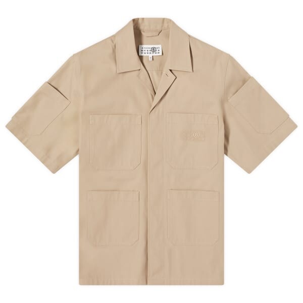 

Рубашка с коротким рукавом и шестью карманами Mm6 Maison Margiela, бежевый