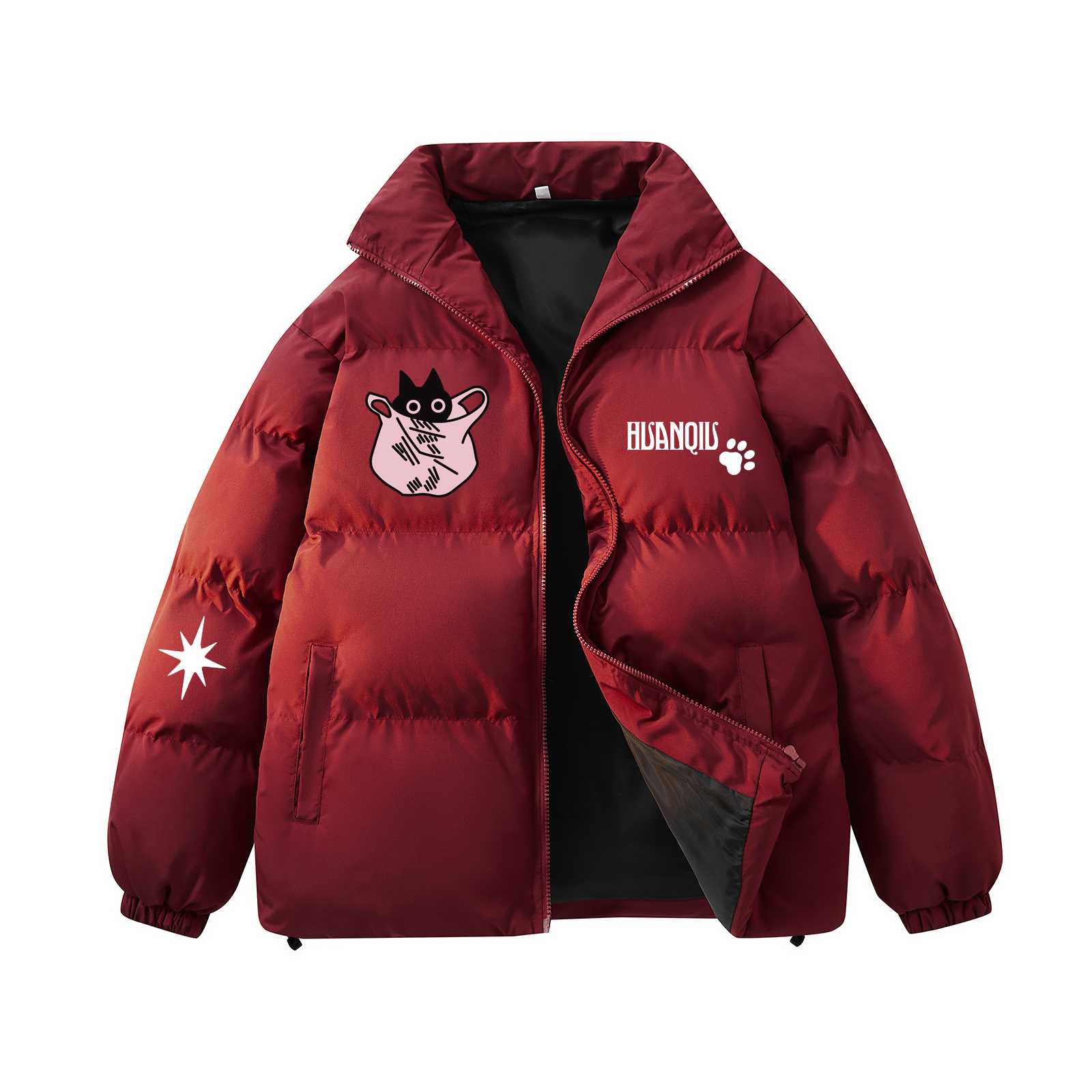 

Пуховик Unisex Stand Collar Thickened Padded Puffer Jacket HUANQIU, maroon