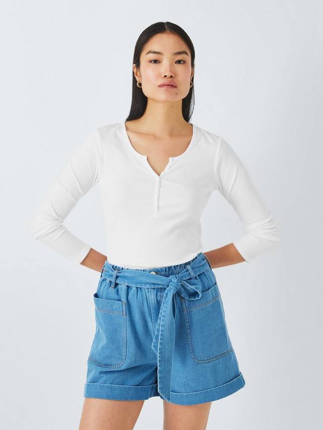 

Футболка henley с длинным рукавом John Lewis , белый