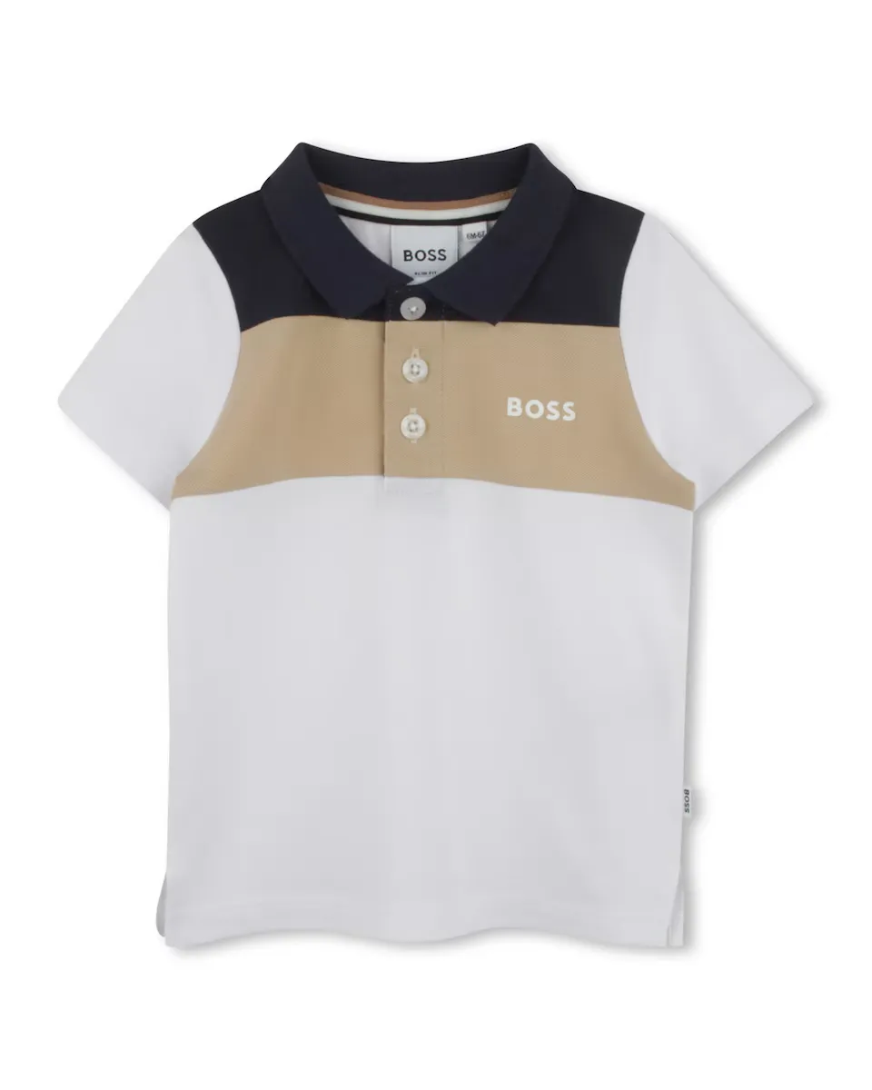 

Белая рубашка поло для мальчика с короткими рукавами BOSS Kidswear, белый