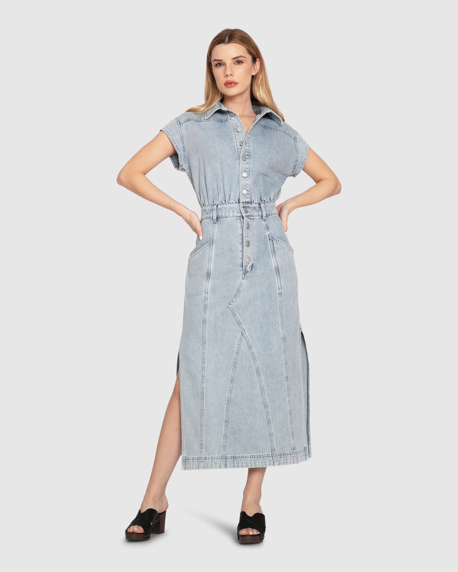 

Платье-рубашка Sundown Denim Midi Belle&Bloom, цвет stonewash