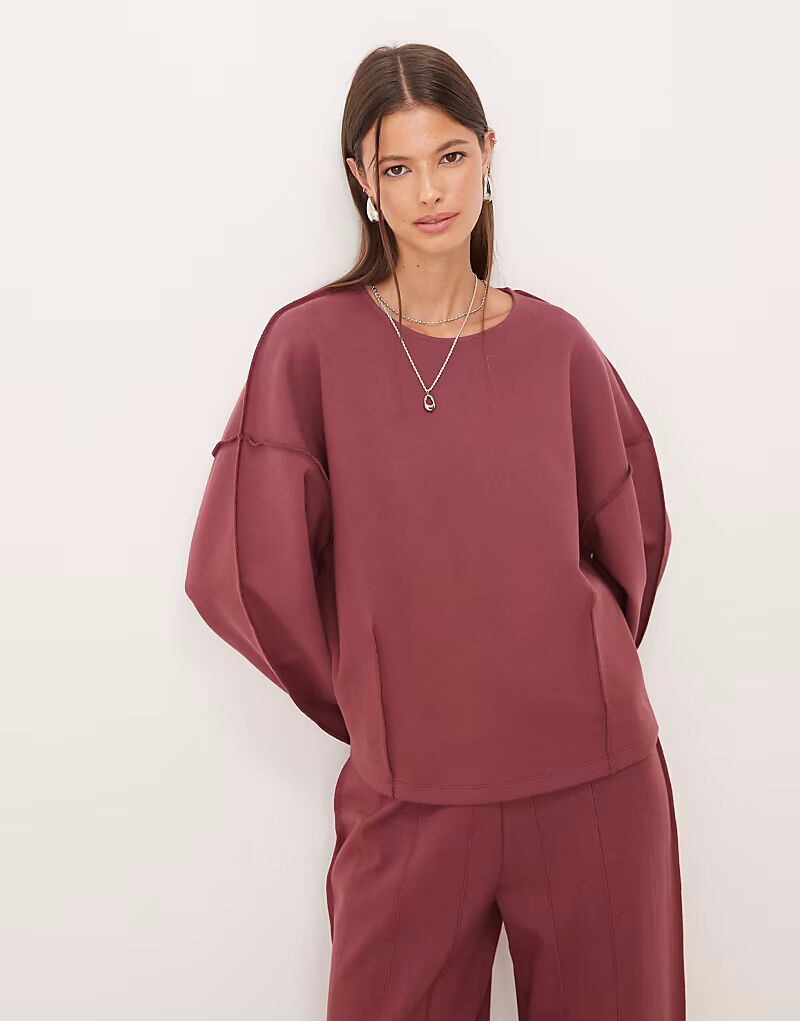 

Свитшот с вырезом-лодочкой и декоративными швами темно-розового цвета Asos Design, Розовый, Свитшот с вырезом-лодочкой и декоративными швами темно-розового цвета Asos Design