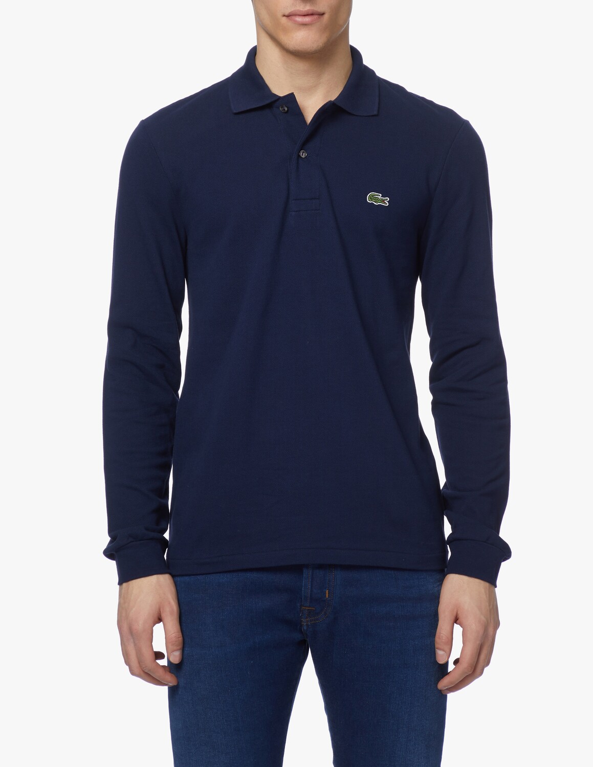 

Поло с длинными рукавами классического кроя Lacoste, темно-синий
