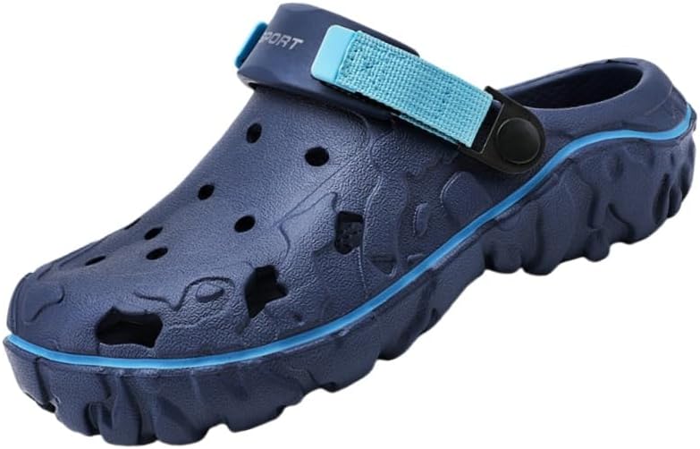 

Мужские массивные сабо с отверстиями- дышащие летние шлепанцы с быстросохнущей поверхностью, мягкой противоскользящей подошвой, легкие и прочные для повседневного ношения Clolinde, синий