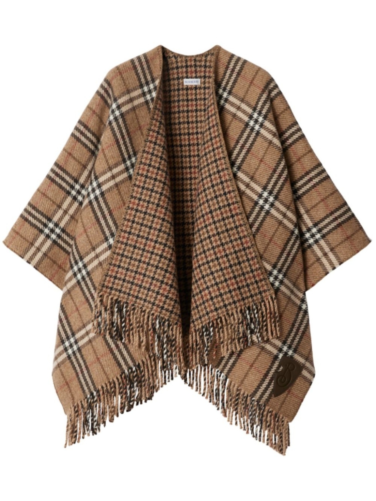

Двусторонний кейп в клетку Burberry, коричневый