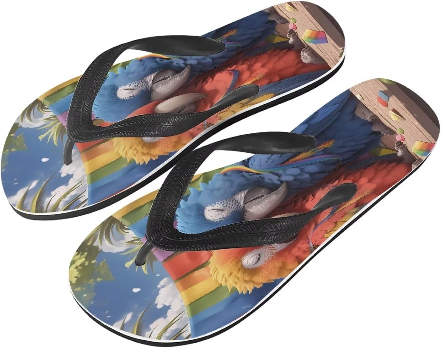 

Мужские пляжные шлепанцы Semiouray с американским флагом, классические шлепанцы Daisy, удобные мужские пляжные тапки, Parrot Rainbow Stripe