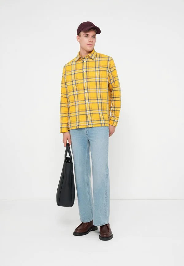 Рубашка свободного кроя из фактурной саржи в клетку. Tommy Hilfiger, Midway Yellow — фото 2