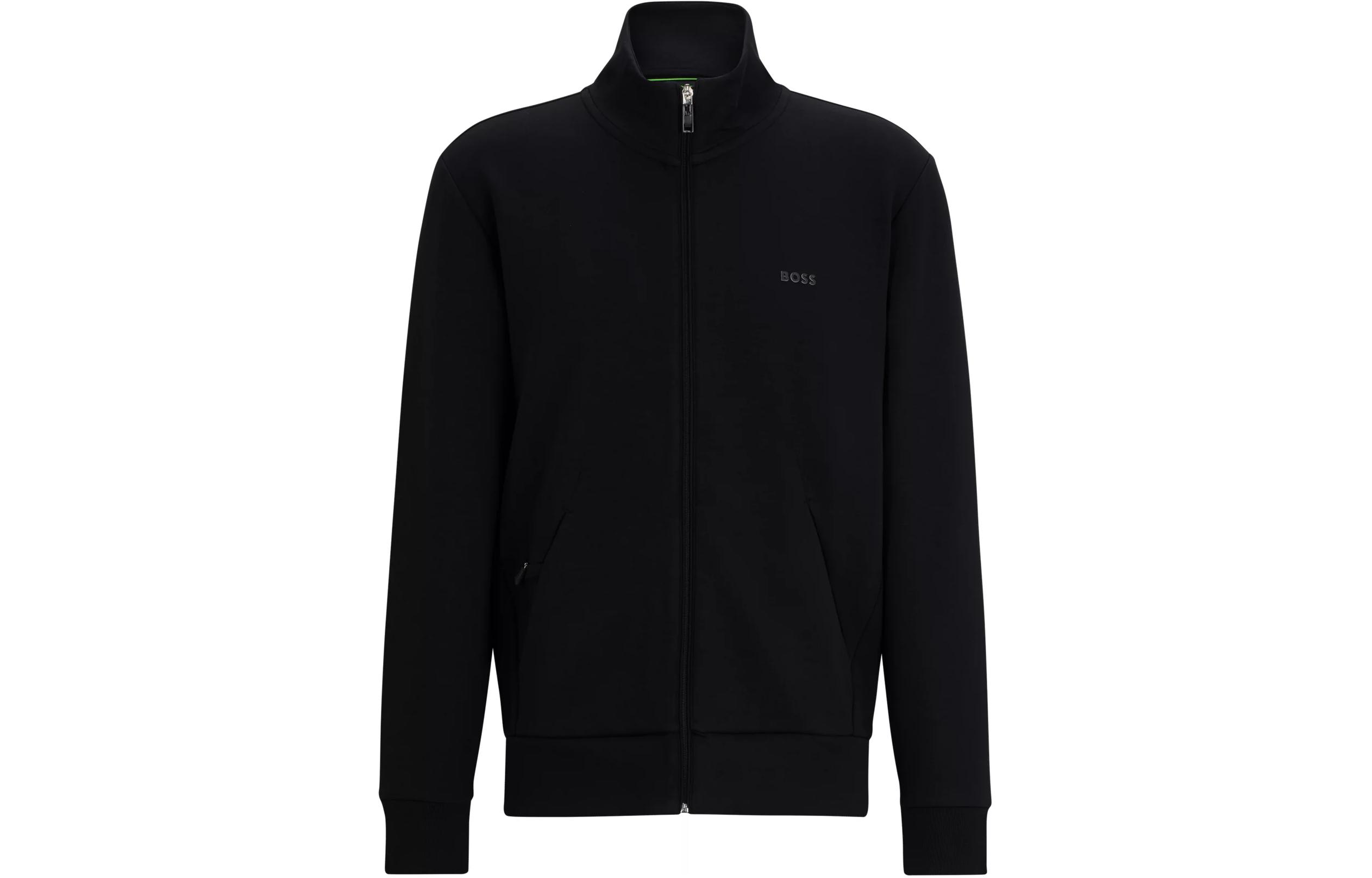 

HUGO BOSS Толстовка с молнией и принтом логотипа, Black