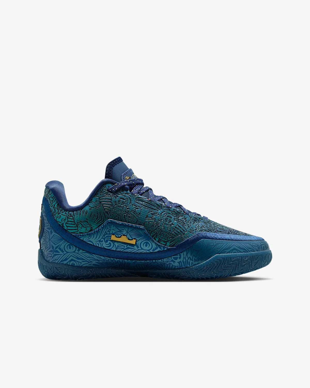 Детские баскетбольные кроссовки LeBron XXIII "Out For Redemption", Midnight Navy/University Red/Metallic Gold — фото 3