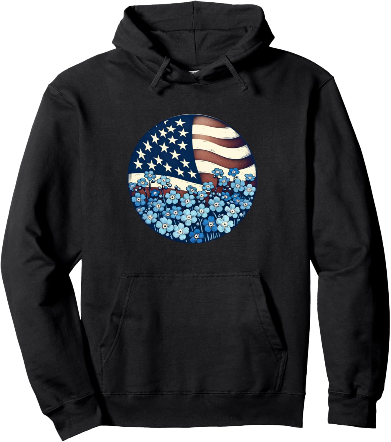 

Толстовка с американским флагом ко Дню независимости 4 июля Cat Snugg, черный