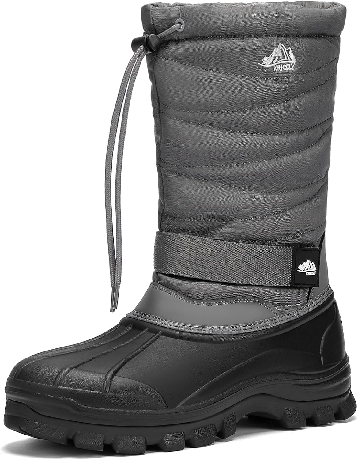 

Мужские зимние ботинки Kricely, водонепроницаемые, с нескользящей подошвой, для активного отдыха и походов, с утеплителем и мягким мехом, удобные повседневные ботинки для холодной погоды, серый