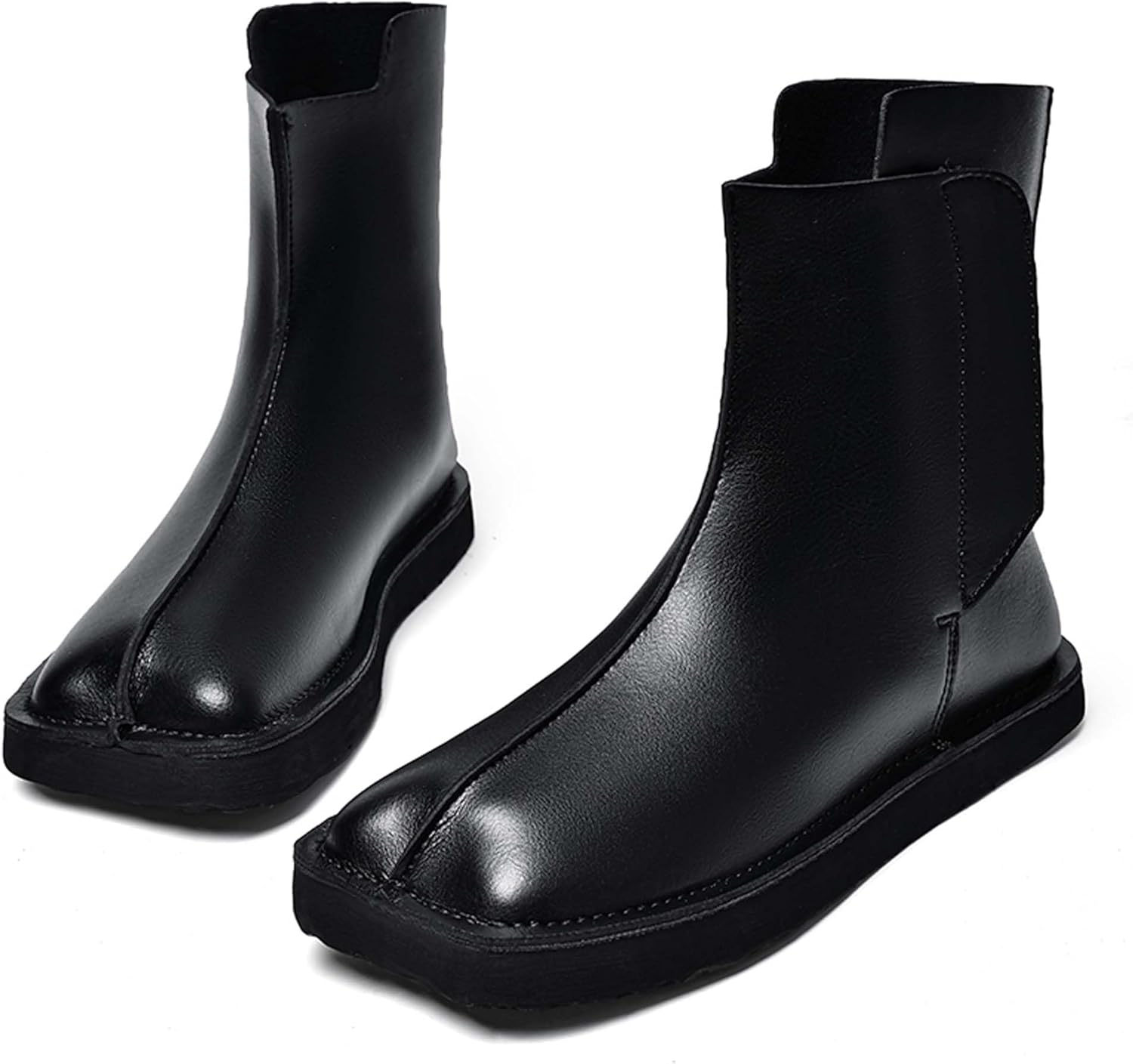 

Мужские ботинки челси с квадратным носком, черные, на толстой подошве, для делового, повседневного и формального стиля, модные городские ботинки для офиса, свадьбы, униформы, высокие кожаные ботинки Generic