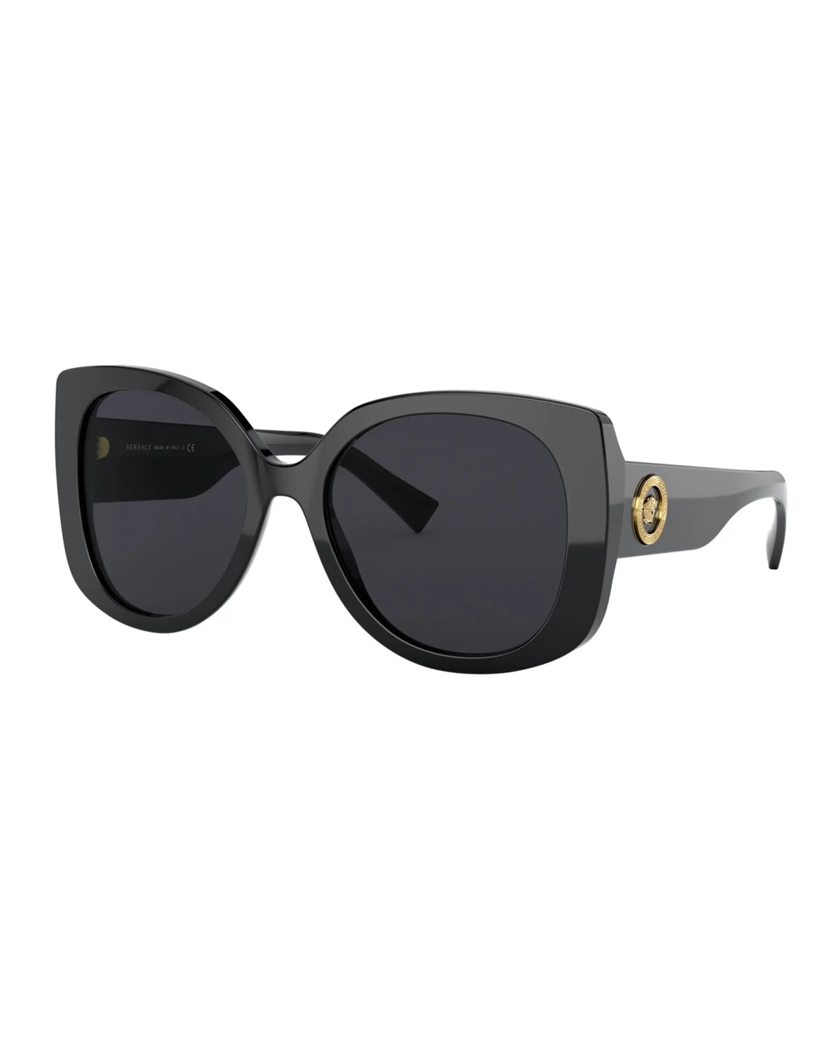 

Прямоугольные солнцезащитные очки из ацетата с дужками Medusa Versace, черный