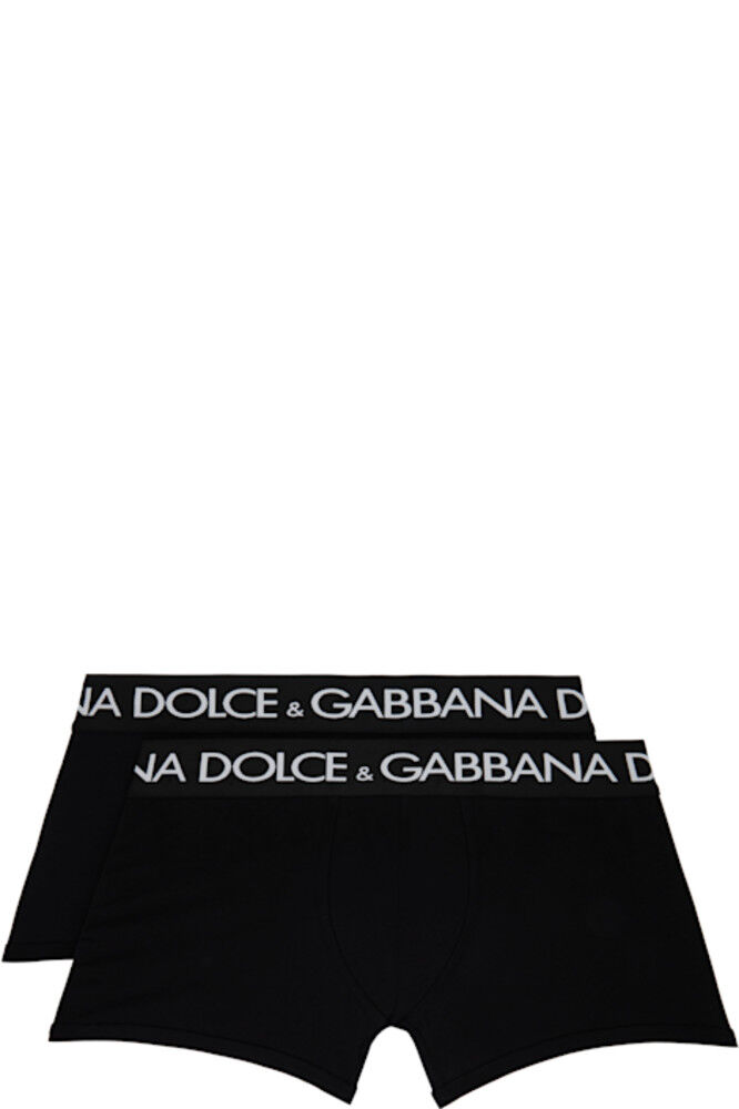 

Двойная упаковка черных хлопковых боксеров-джерси Dolce&Gabbana