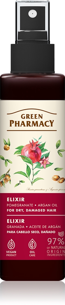 

Эликсир с аргановым маслом и гранатом, несмываемый эликсир для поврежденных и ломких волос Green Pharmacy, 150 мл
