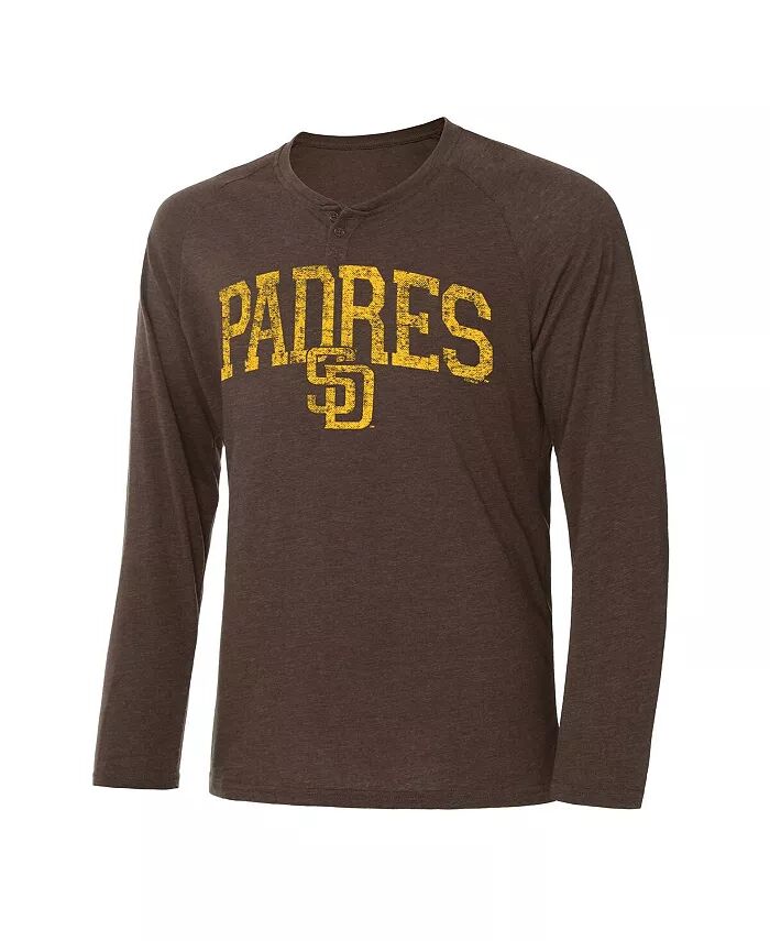

Мужская коричневая футболка San Diego Padres Inertia Raglan с длинным рукавом Henley Concepts Sport