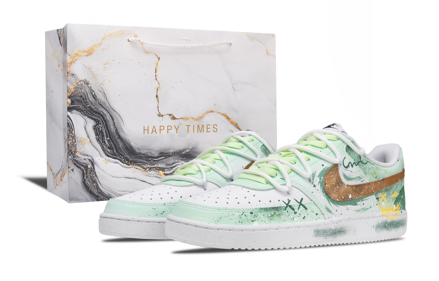 

Court Vision 1 Spring Wilderness Graffiti, Shopping Bag лёгкие и дышащие низкие кроссовки для скейтбординга Unisex Nike, grass зеленый