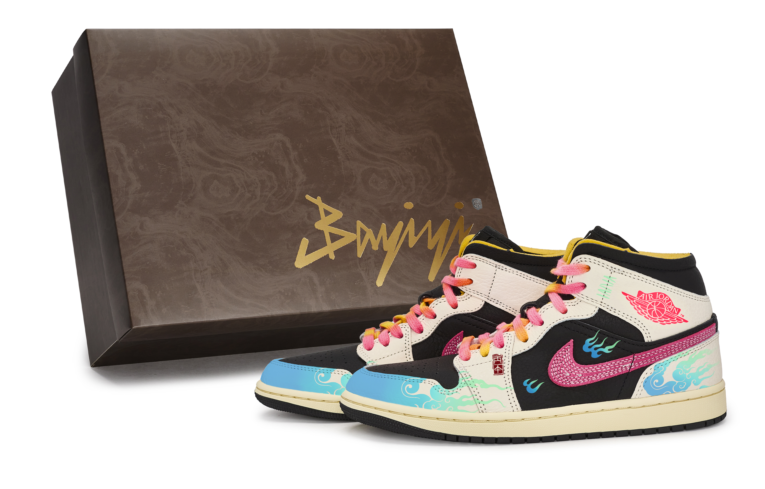 

Air 1 811 Manufacturing, Cloud Fire Chasing Horse, специальная коробка, мид-топ, винтажные баскетбольные кроссовки Jordan, черный розовый оранжевый синий зеленый