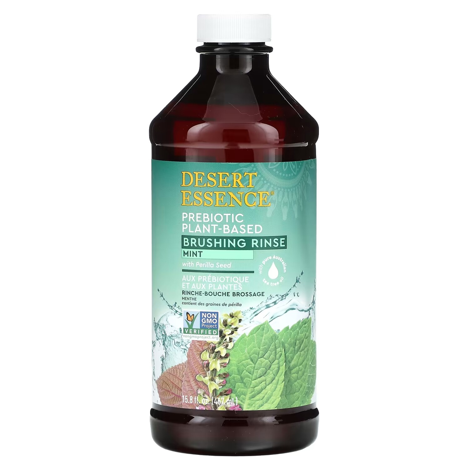 

Desert Essence Ополаскиватель для чистки зубов на растительной основе с пребиотиком и мятой, 15,8 жидких унций (467 мл)