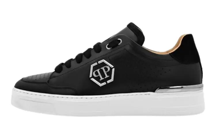 

Кроссовки кожаные с логотипом PHILIPP PLEIN, черный