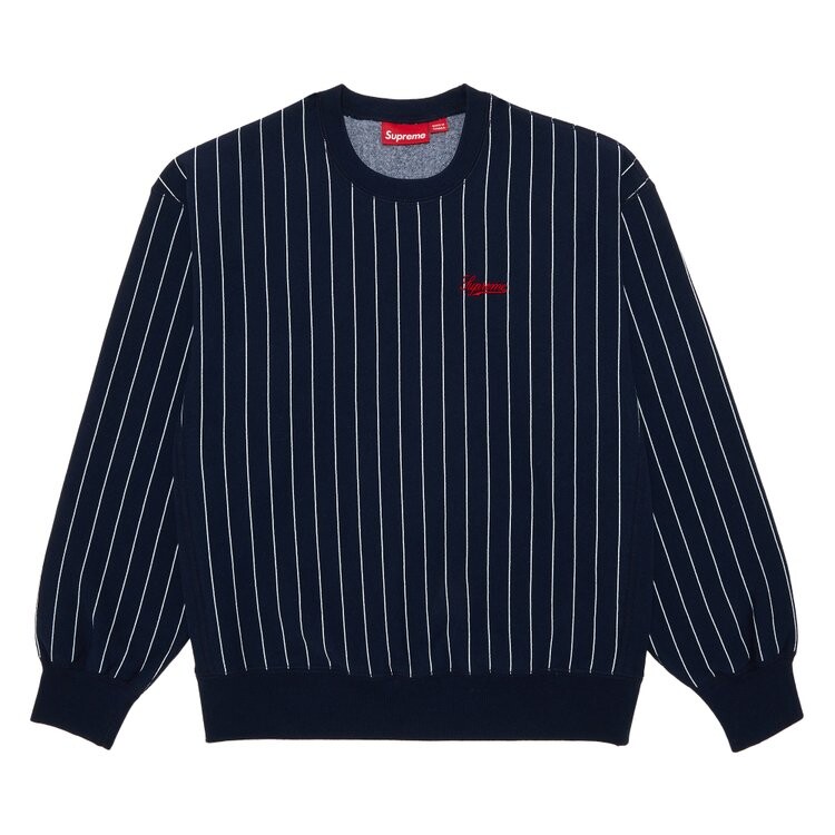 

Толстовка Supreme Pinstripe Crewneck, синий