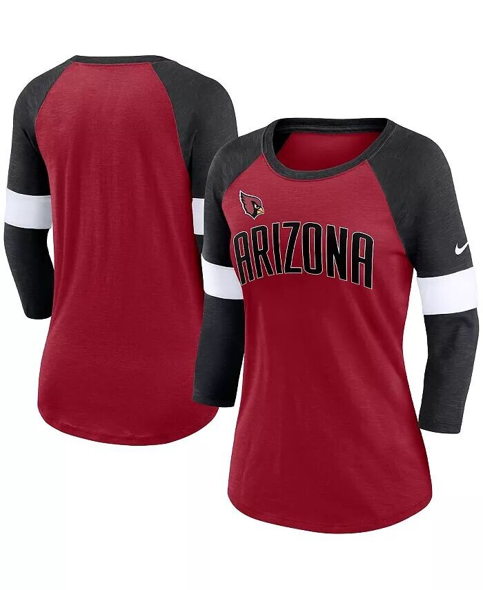 

Женская футболка Arizona Cardinals Cardinal, Heather Black Football Pride реглан с рукавами 3/4 Nike