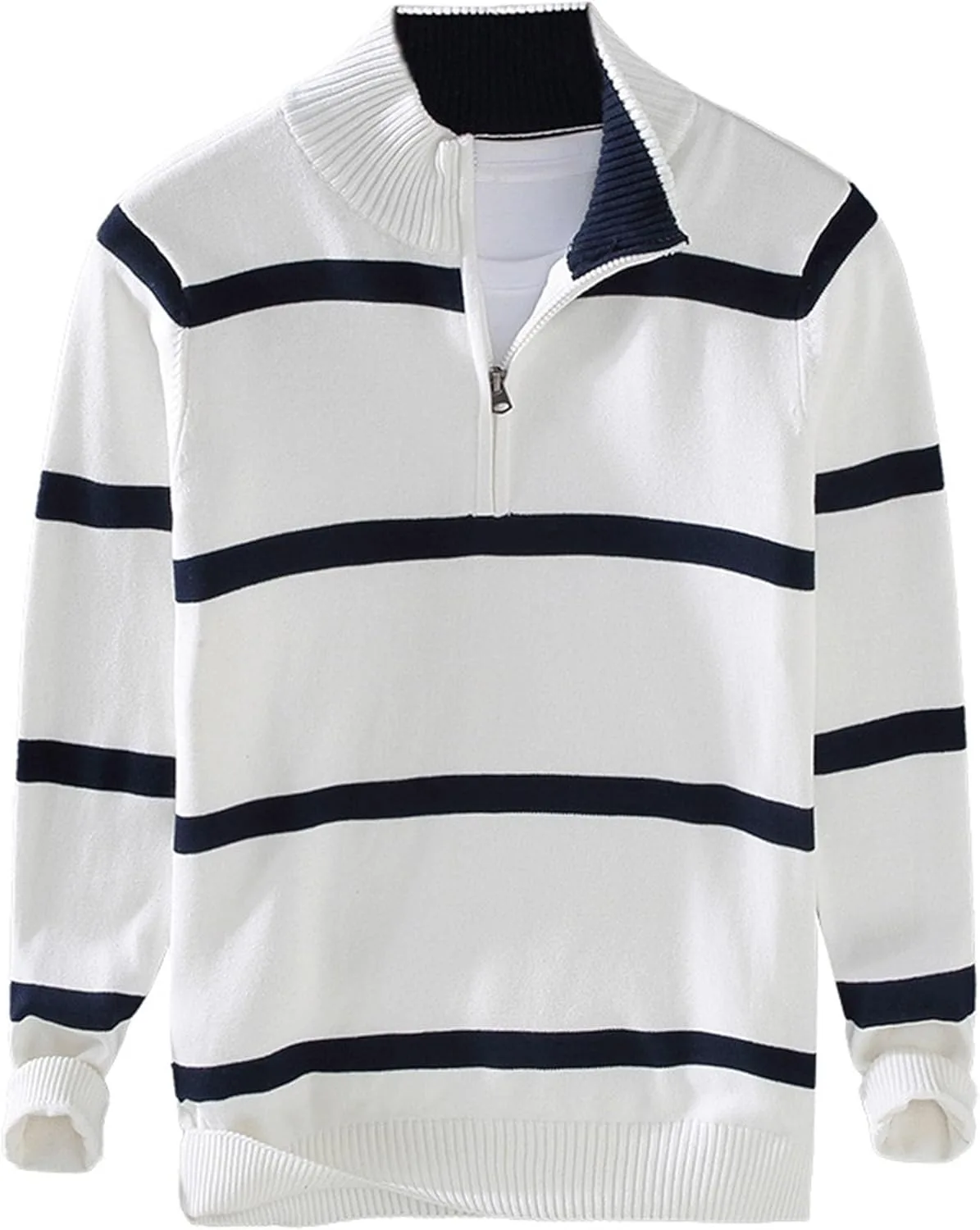 

Мужской свитер 1/4 Zip с полосками Slim Fit Color Block SWJGLITTR