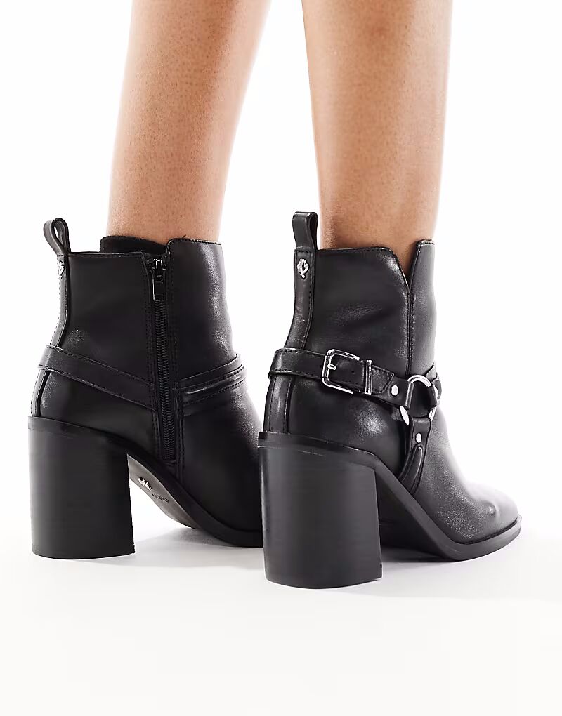 Ботильоны ALDO Catasetum с блочным каблуком из черной кожи — фото 3