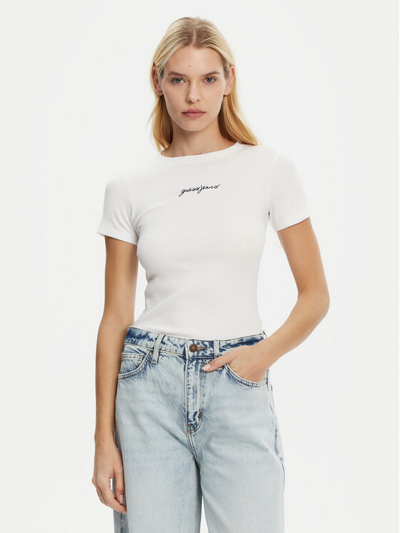 

Облегающая футболка W5RI57 KA0H1 Guess Jeans, белый
