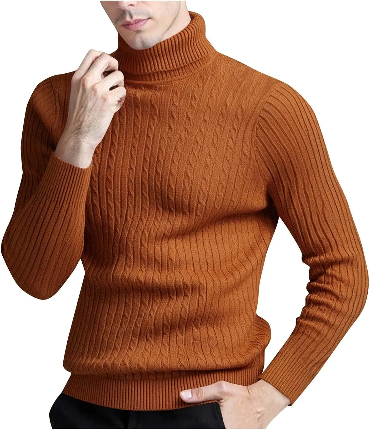 

Толстовка-водолазка для мужчин Slim Fit с длинным рукавом и фактурным узором Mrmaere