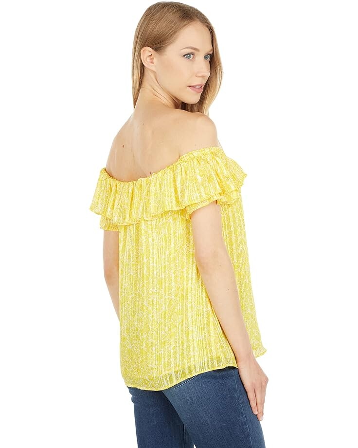 

Топ Michael Kors Hippie Off Shoulder Ruffle Top, цвет Sunflower