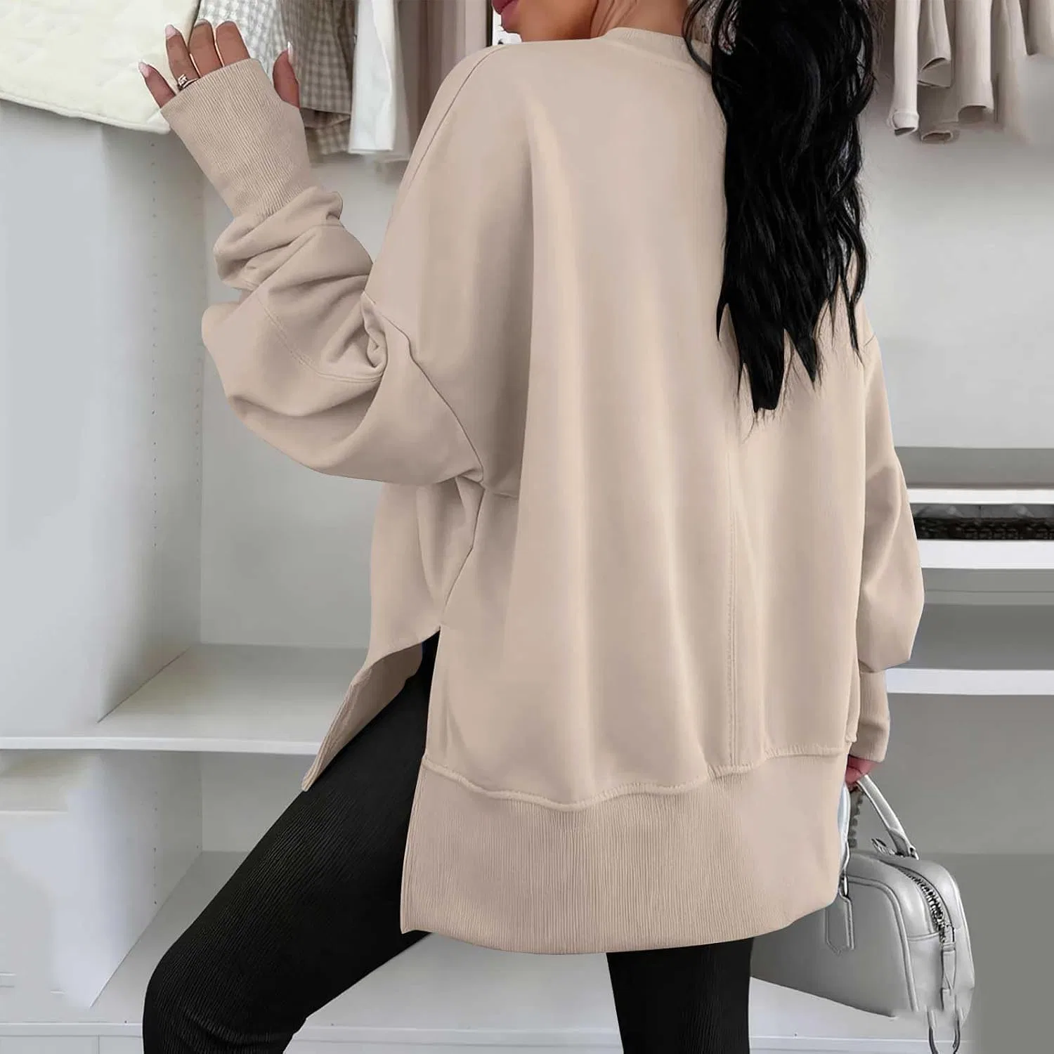 Свитшот женский свободный из коллекции Autumn-Winter 14, бежевый — фото 2
