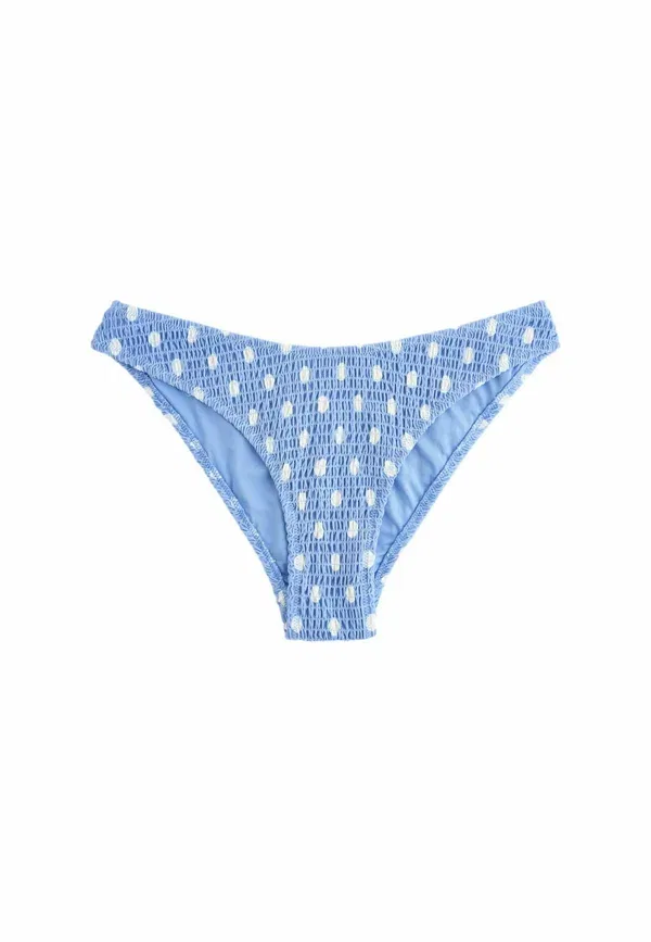Трусы бикини Next Regular fit shirred brazilian high leg, голубой с кремовым горошком