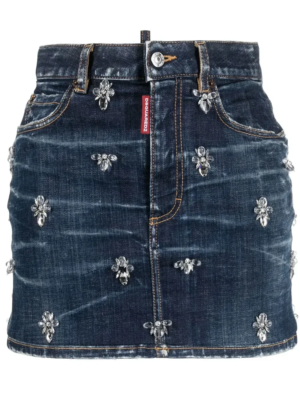 Джинсовая юбка с кристаллами Dsquared2, синий
