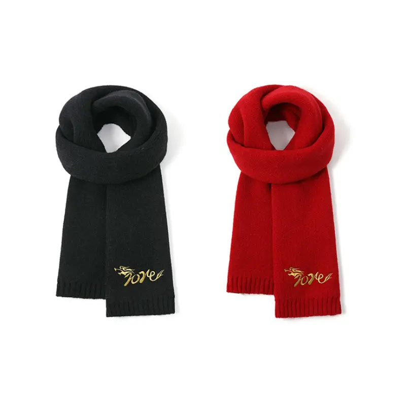 

FREE RABBITⅡ Вязаный шарф унисекс, 2 Pack (New Year Red+Black)