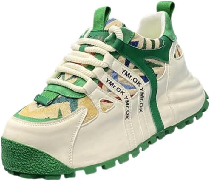 

Мужские кроссовки на толстой подошве большого размера - дышащие низкие повседневные обувь для прогулок, путешествий и ежедневного комфорта Fusecottc, зеленый