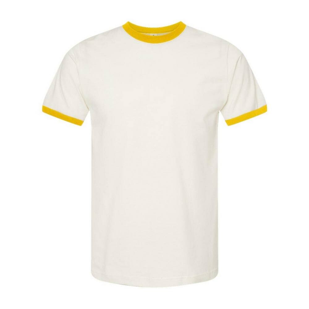 

Футболка унисекс из тонкого джерси Tultex Ringer, цвет Vintage White Yellow