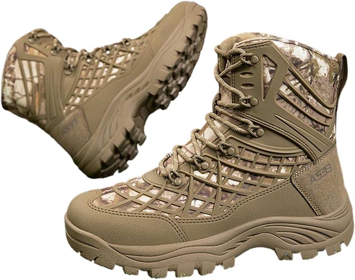 

Мужские легкие тактические боевые ботинки Adornosbt с боковой молнией и противоскользящей подошвой, коричневый