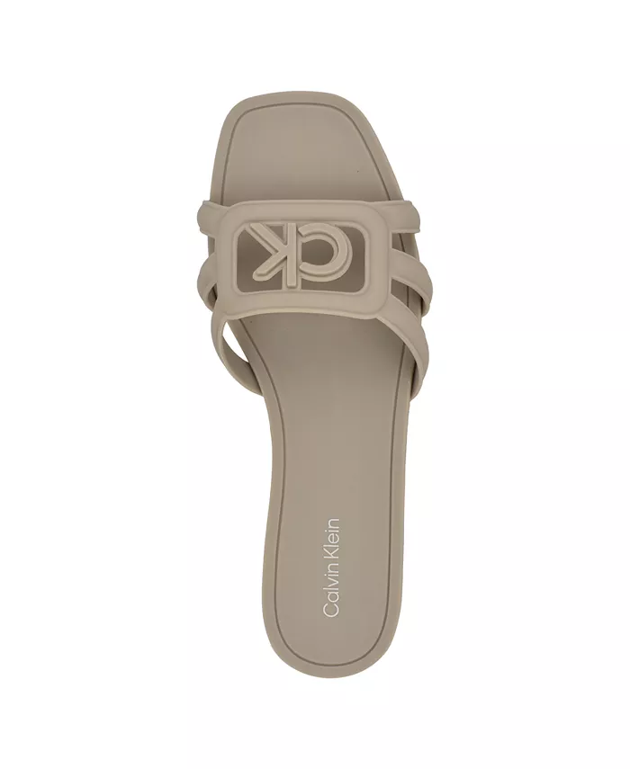 Женские сланцы Yoana Logo Slip-On Jelly Flat Calvin Klein, коричневый/бежевый — фото 4