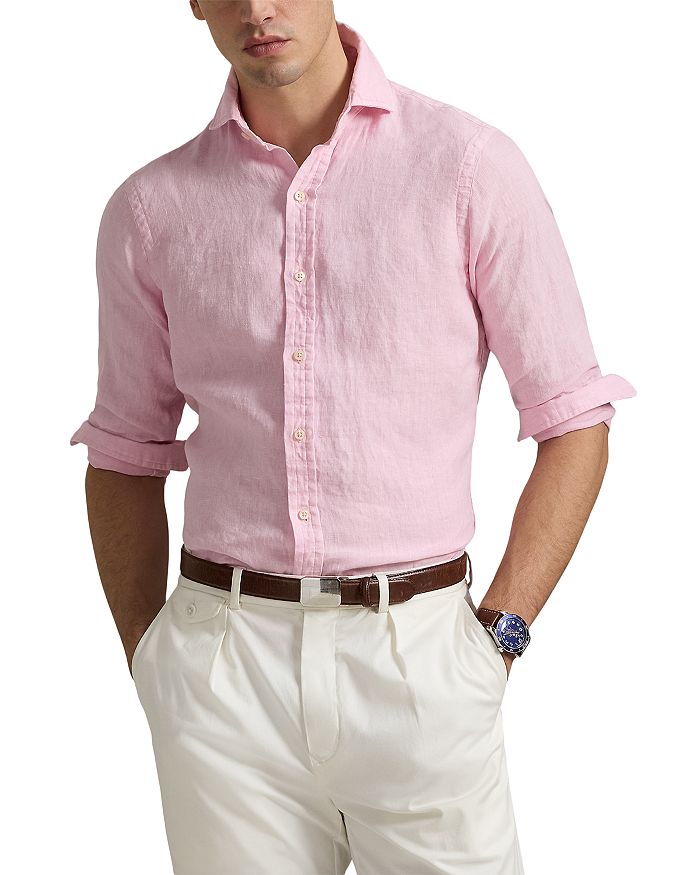 

Классическая льняная рубашка Polo Ralph Lauren, розовый